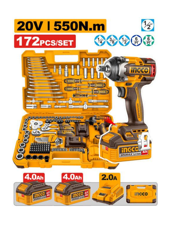 172 Pcs Cordless impact wrench tools set  flash