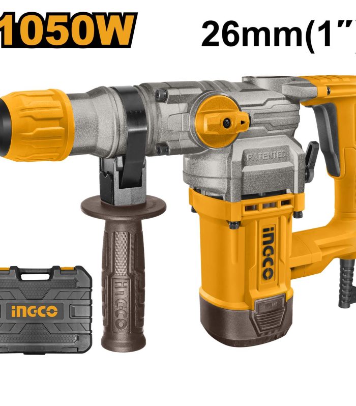 INGCO Rotary Hammer 1050W, 4.5 J, SDS Plus Chuck, With 3 Drills & 2 Chisels